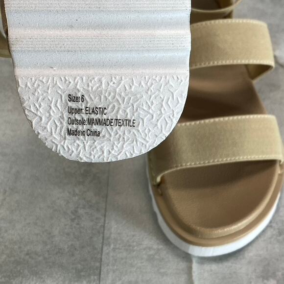 OLIVIA MILLER Women's Tan Nicola Round-Toe Stretchy Straps Slip-On Flat Sandals - Picture 10 of 10